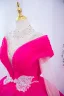 Fancy Fuchsia Beading Butterfly Sequins Prom Dresses 2024 Ball Gown High Neck Long Sleeve Backless Floor-Length / Long Prom Formal Dresses