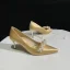 Charmant Goud Satijn Parel Bruidsschoenen 2022 Leer 6 cm Naaldhakken / Stiletto Spitse Neus Huwelijk Pumps Hoge Hakken