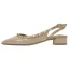 Charming Pool Blue Rivet Evening Party Womens Sandals 2022 Leather 3 cm Low Heel Thick Heels Pointed Toe Womens Shoes