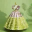 Unusual Lime Green Cascading Ruffles Birthday Flower Girl Dresses 2022 Ball Gown Scoop Neck Appliques Sequins Sleeveless Backless Floor-Length / Long Flower Girl Dresses