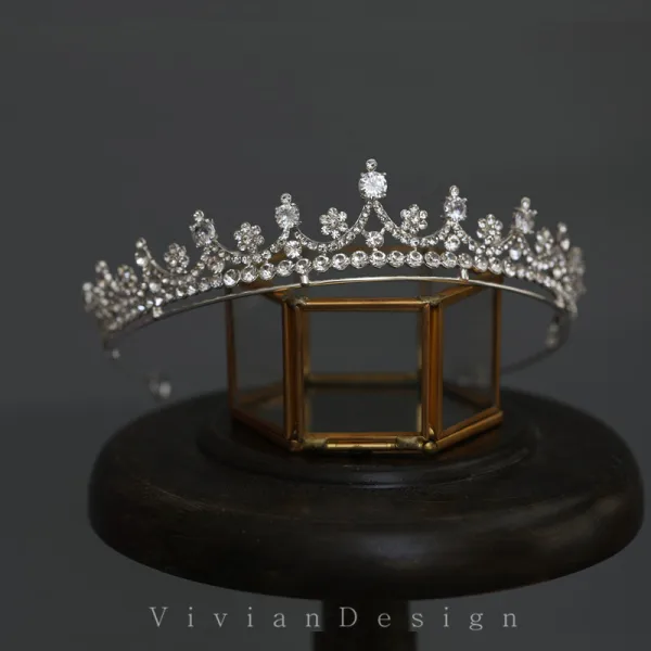 Fine Sølv Rhinestone Bryllup Tiara 2022 Zirkon Legering Tiara Har Tilbehor