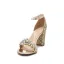 Charmant Glitzernden Gold Strass Pailletten Brautschuhe 2022 Knöchelriemen 10 cm Thick Heels Peeptoes Hochzeit Sandaletten Hochhackige