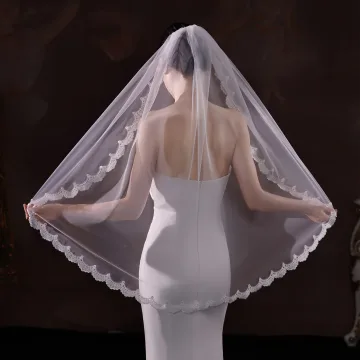 Simple Blanche En Dentelle Fleur 1 M Tulle Voile De Mariée 2025