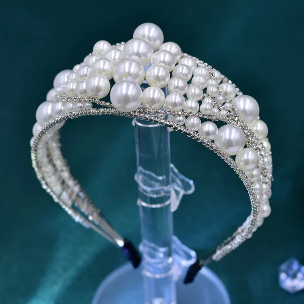 Elegant Sølv Perle Rhinestone Legering Bryllup Har Tilbehor 2024