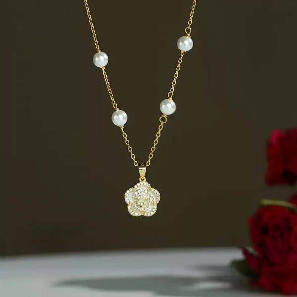 Mode Argenté Faux Diamant Fleur Perle Soirée Argent sterling Colliers Accessorize 2023