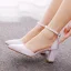 Chic / Belle Blanche Promo Sandales Femme 2023 Bride Cheville 7 cm Talons Épais À Bout Pointu Sandales Talons Hauts