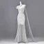 Scintillantes Blanche Perlage Perle Paillettes Robe De Soirée 2026 Trompette / Sirène Bretelles Spaghetti Sans Manches Dos Nu Longue Robe De Ceremonie