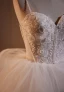 Charmant Blanche Perlage Perle Paillettes En Dentelle Fleur Volants en Cascade Légère Robe De Mariée 2024 Robe Boule Bretelles Spaghetti Sans Manches Dos Nu