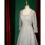 Scintillantes Gris Robe De Soirée 2023 Princesse Encolure Carrée Perlage Perle Paillettes 3/4 Manches Longue Soirée Robe De Ceremonie