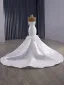 Haut de Gamme Blanche Fait main Appliques Perlage Perle Faux Diamant Corset  Robe De Mariée 2025 Trompette / Sirène Bustier Sans Manches Dos Nu Chapel Train