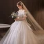 Vintage / Retro Charming Ivory Beading Sequins Wedding Dresses 2022 Ball Gown Off-The-Shoulder Short Sleeve Backless Royal Train Wedding