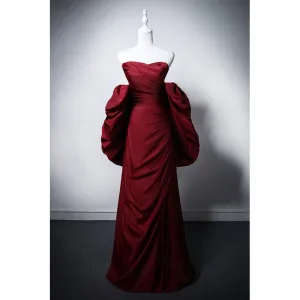 Chic Belle Bordeaux Robe De Bal 2025 Princesse Bustier Gonflée Manches Courtes Dos Nu Longue Promo Robe De Ceremonie