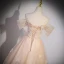 Mode Champagne Appliques Paillettes Robe De Bal 2023 Princesse De l'épaule Manches Courtes Dos Nu Longue Robe De Ceremonie