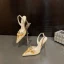 Charming Beige Lace Rhinestone Evening Party Womens Sandals 2024 Leather 10 cm Stiletto Heels Pointed Toe High Heels
