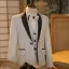 Mode 6 pièces Manches Longues Argenté Costume Garçon Mariage 2025 Bijoux De Corps Manteau Pantalon Chemise Cravate Gilet Mariage