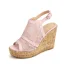 Roman Yellow Street Wear Summer Lace Womens Sandals 2022 Waterproof 10 cm Wedges Open / Peep Toe Sandals High Heels