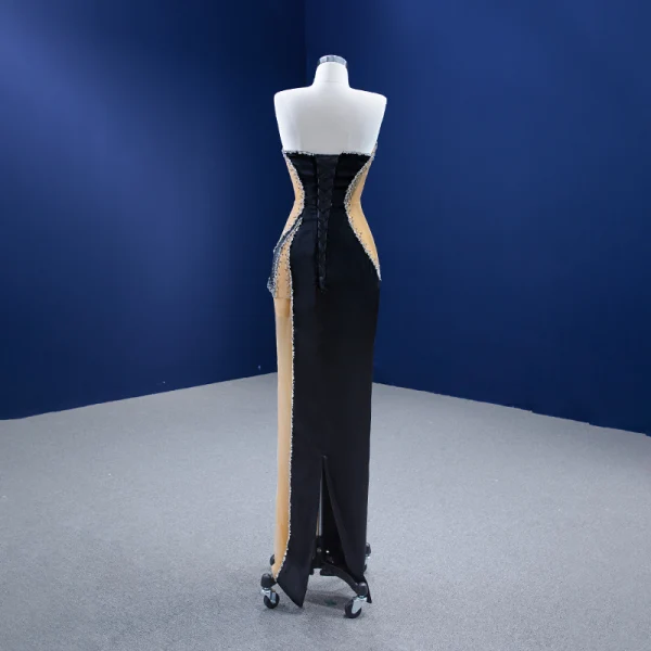 Haut de Gamme Noire Perlage Paillettes Robe De Soirée 2022 Trompette / Sirène Bustier Sans Manches Dos Nu Longue Soirée Robe De Ceremonie
