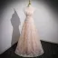 Chic / Beautiful Champagne Beading Sequins Prom Dresses 2023 A-Line / Princess Square Neckline Sleeveless Backless Floor-Length / Long Prom Formal Dresses