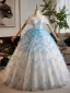 Flower Fairy White Appliques Wedding Dresses 2025 Ball Gown Off-The-Shoulder Short Sleeve Backless Floor-Length / Long