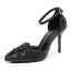 Chic / Beautiful Black Rhinestone Lace Flower Evening Party Womens Shoes 2026 9 cm Stiletto Heels Pointed Toe High Heels