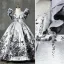 Haut de Gamme Blanche Perlage Perle Robe Ceremonie Fille 2022 Robe Boule Encolure Dégagée Gonflée Manches Courtes Noire Fleur Longue Promo Robe Ceremonie Fille