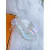 Cinderella Transparent Crystal Butterfly Wedding Shoes 2023 5 cm Stiletto Heels Pointed Toe Wedding Pumps High Heels