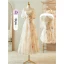 Modest / Simple Champagne Printing Bridesmaid Dresses 2023 A-Line / Princess Short Sleeve Backless Tea-length Bridesmaid Wedding Party Dresses