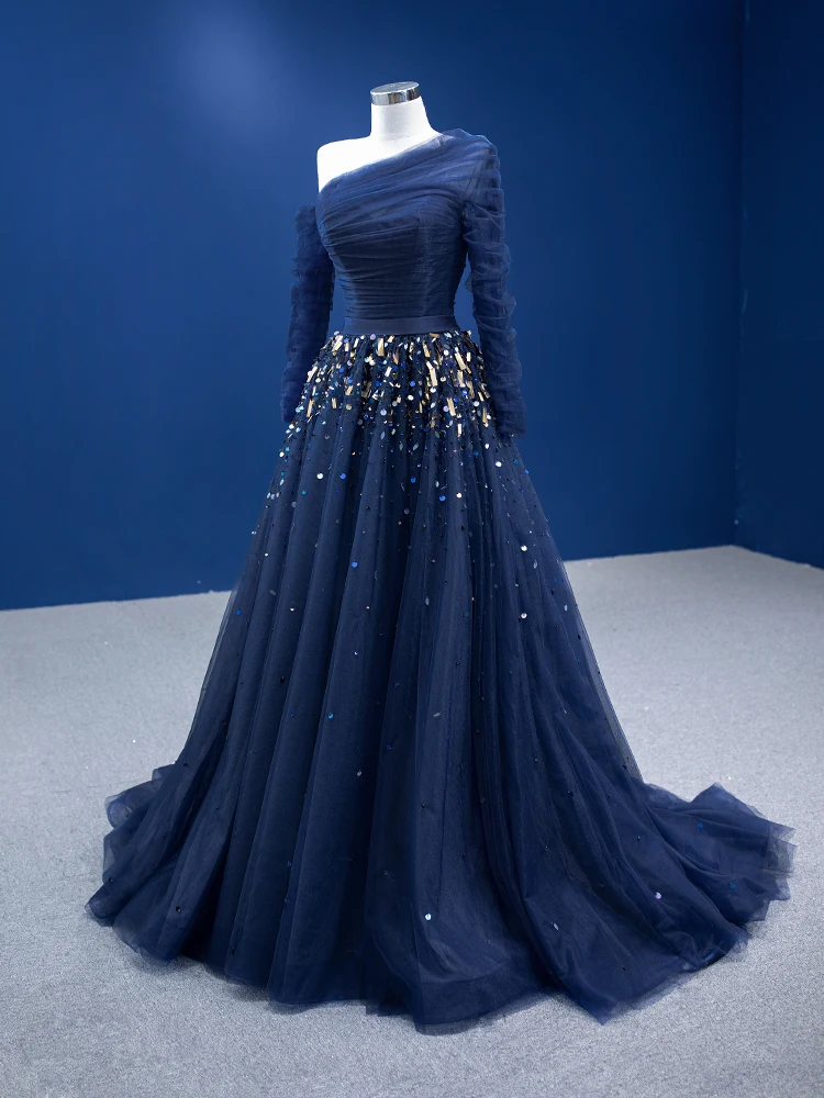 navy blue dress for baby girl Glitter Navy Blue Spaghetti Straps A-Line Long Prom Dresses