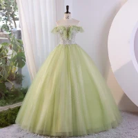 Moda Verde Salvia Lentejuelas Vestidos de gala 2023 Ball Gown Fuera Del Hombro Sin Mangas Sin Espalda Largos Gala Vestidos Formales