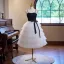 Vintage / Retro Black Beading Cascading Ruffles Graduation Dresses 2024 Ball Gown Spaghetti Straps Sleeveless Backless Bow Sash Tea-length Homecoming
