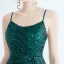 Sexy Bling Bling Bleu Ciel Paillettes Fendue devant Robe De Soirée 2024 Trompette / Sirène Bretelles Spaghetti Sans Manches Dos Nu Longue Soirée Robe De Ceremonie