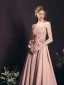 Chic / Belle Rougissant Rose Appliques Satin Robe De Bal 2023 Princesse Bretelles Spaghetti Sans Manches Dos Nu Thé Longueur Robe De Ceremonie