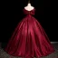 Elegant Burgundy Prom Dresses 2025 Ball Gown Bow Off-The-Shoulder Short Sleeve Backless Floor-Length / Long Prom Formal Dresses