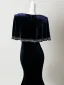Vintage / Retro Navy Blue Sequins Velvet Prom Dresses Trumpet / Mermaid 2026 V-Neck Short Sleeve Floor-Length / Long Formal Dresses