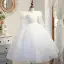 Elegant White Beading Sequins Lace Flower Birthday Flower Girl Dresses 2022 Ball Gown Scoop Neck Puffy Short Sleeve Backless Floor-Length / Long Flower Girl Dresses