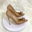 Fashion Nude Patent Leather Rivet Pumps 2022 Leather Bow 12 cm Stiletto Heels Pointed Toe Evening Party Cocktail Party Pumps High Heels