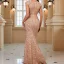 Sparkly Dark Green Sequins Evening Dresses 2022 Trumpet / Mermaid Square Neckline Sleeveless Floor-Length / Long Evening Party Formal Dresses