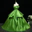 Elegant Green Prom Dresses Ball Gown 2025 Off-The-Shoulder Short Sleeve Backless Floor-Length / Long Formal Dresses