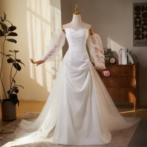 Chic Belle Blanche Satin Légère Robe De Mariée 2025 Trompette Sirène Bustier Sans Manches Dos Nu Train De Balayage Mariage