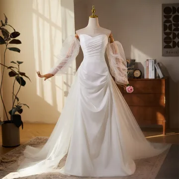 Chic Belle Blanche Satin Légère Robe De Mariée 2025 Trompette Sirène Bustier Sans Manches Dos Nu Train De Balayage Mariage