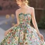 Fancy Green Embroidered Floral Prom Dresses 2023 Ball Gown Strapless Sleeveless Backless Floor-Length / Long Prom Formal Dresses