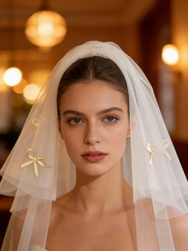 Élégant Blanche Noeud Tulle Voile De Mariée 2026 0.5 m