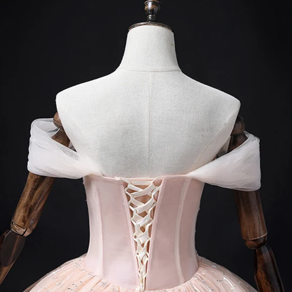 Charmant Dégradé De Couleur Rougissant Rose Robe De Bal 2022 Robe Boule De l'épaule Perlage Paillettes Sans Manches Dos Nu Longue Robe De Ceremonie