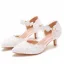 Chic / Belle Blanche En Dentelle Fleur Chaussures Femmes 2022 Promo Perle 5 cm Talons Aiguilles À Bout Pointu Chaussures Femmes Talons Hauts