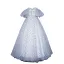 Fashion White Spotted Prom Dresses 2023 A-Line / Princess Off-The-Shoulder Short Sleeve Backless Floor-Length / Long Prom Formal Dresses
