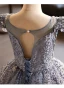Bling Bling Grey Beading Lace Flower Sequins Birthday Flower Girl Dresses 2024 Ball Gown Scoop Neck Puffy Short Sleeve Backless Floor-Length / Long