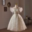 Flower Fairy Multi-Colors Sequins Appliques Short White Homecoming Graduation Dresses 2024 A-Line / Princess Scoop Neck Short Sleeve Backless Formal Dresses