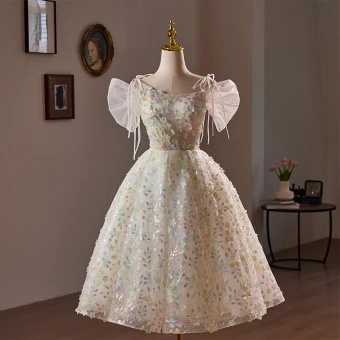 Flower Fairy Multi Colors Sequins Appliques Short White Homecoming Graduation Dresses 2024 A Line Princess Scoop Neck Short Sleeve Backless Formal Dresses