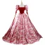 Elegant Red Printing Prom Dresses 2022 Square Neckline Puffy Short Sleeve Backless Floor-Length / Long Prom Formal Dresses
