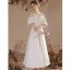 Chic / Beautiful Ivory Pearl Homecoming Graduation Dresses Prom Dresses 2023 A-Line / Princess Off-The-Shoulder Short Sleeve Backless Tea-length Formal Dresses
